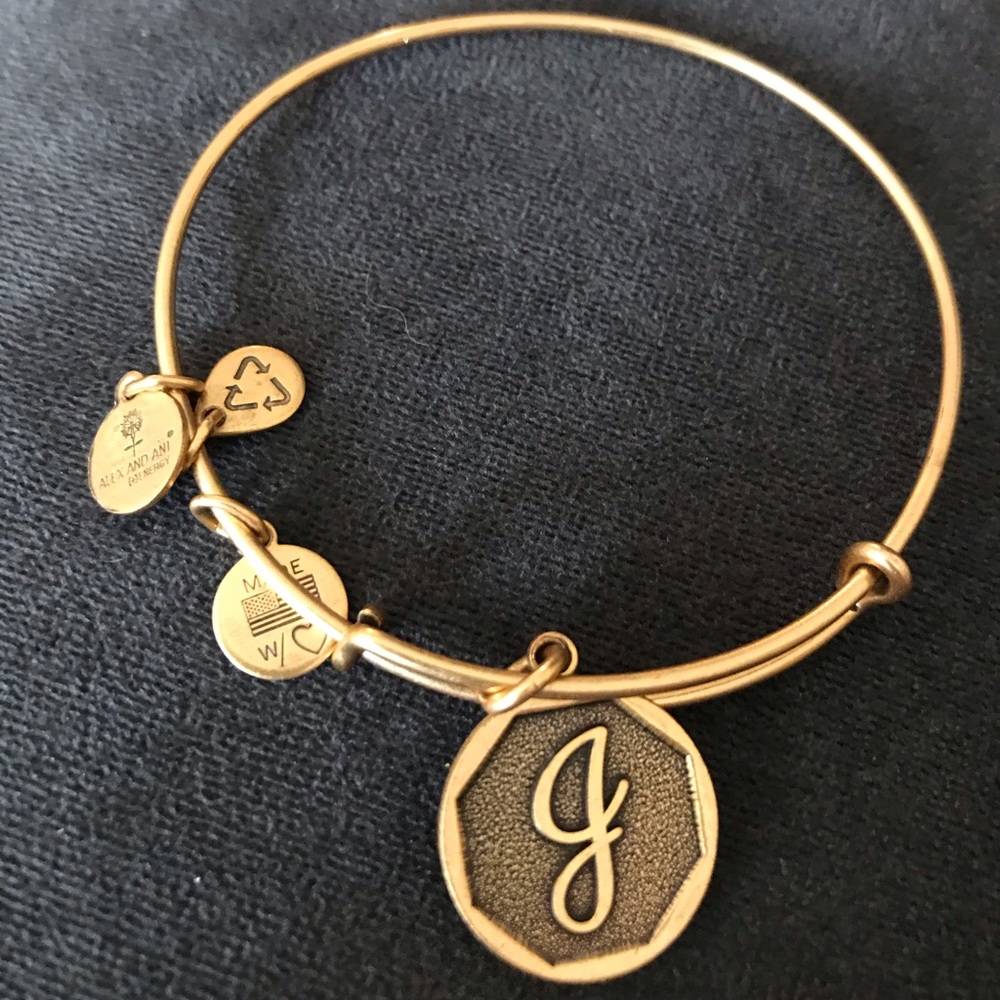 Alex and Ani gold J bangle